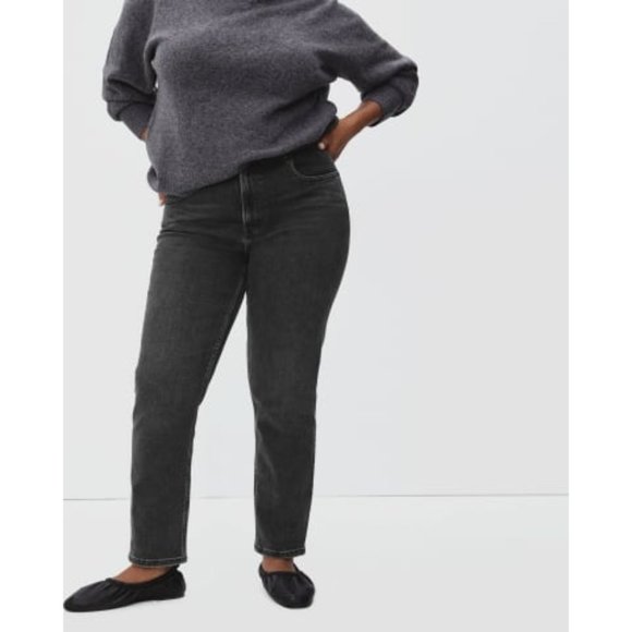 Everlane The Curvy Cheeky Straight Jean Stretch Washed Black Size 23 Ankle - Picture 1 of 11